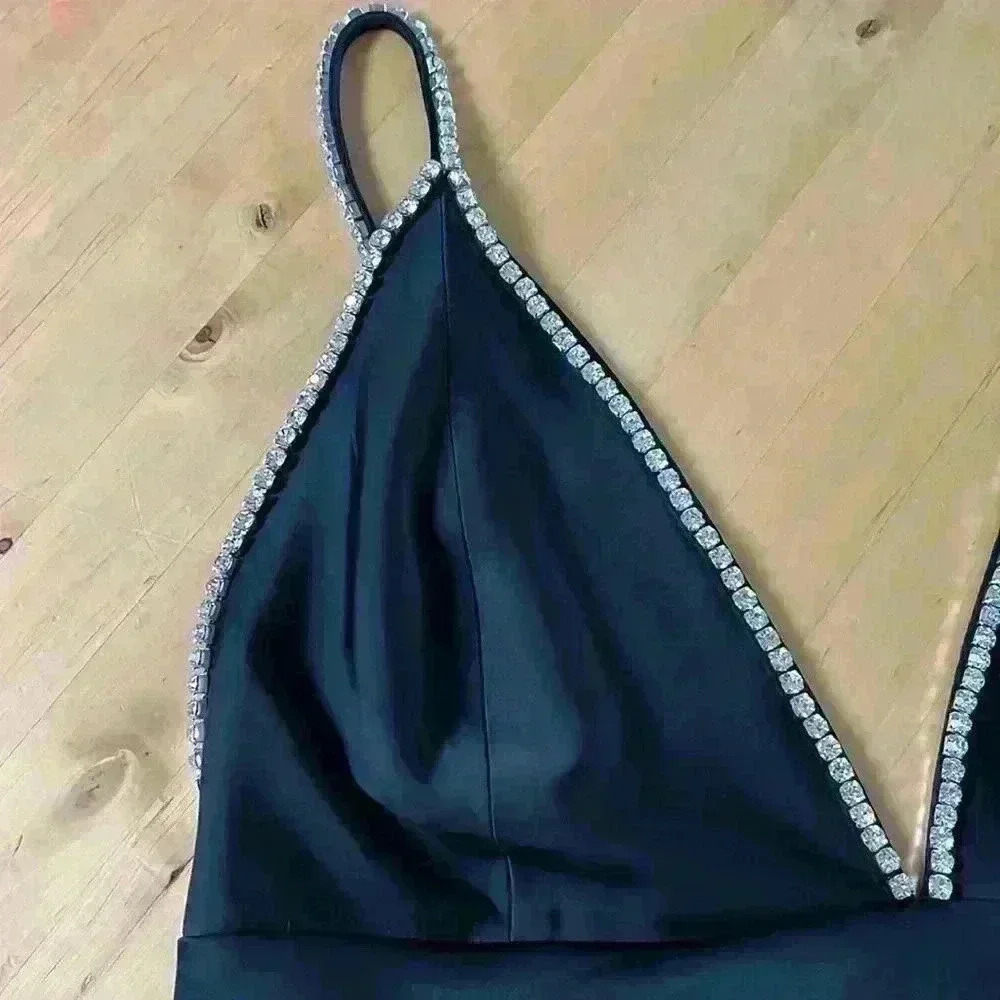 HOUSE OF HARLOW Black Satin Mini Dress - Picture 3 of 15